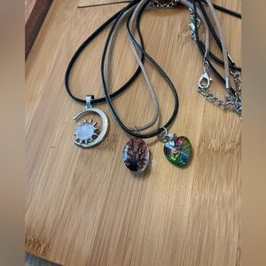 Set of Three Unique Pendant Necklaces, 21”